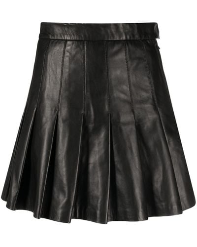 J.Lindeberg Vale Pleated Leather Skirt - Black