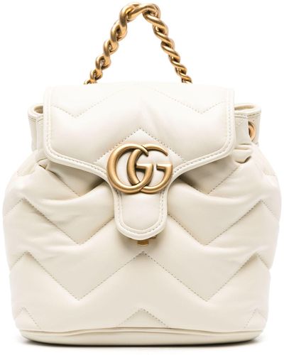 Gucci GG Marmont Leather Backpack - White