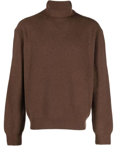 Lemaire Ribbed Roll-neck Jumper - Brown