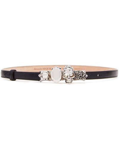 Alexander McQueen The Knuckle Antique Silver-finished Leather Belt - Black