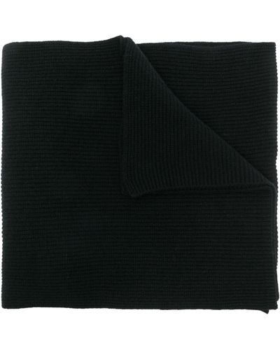 Moncler Logo Badge Ribbed Knit Scarf - Black