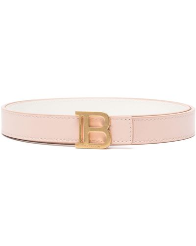 Balmain Pink B-belt Reversible Leather Belt