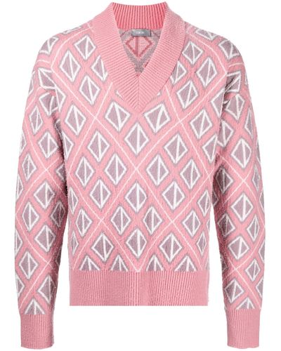 Dior Diamond Jacquard Sweater - Men's - Wool/cashmere - Pink