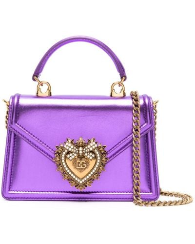 Dolce & Gabbana Devotion Small Leather Top-handle Bag - Purple