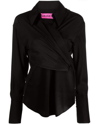 GAUGE81 Sabinas Silk Wrap Shirt - Black