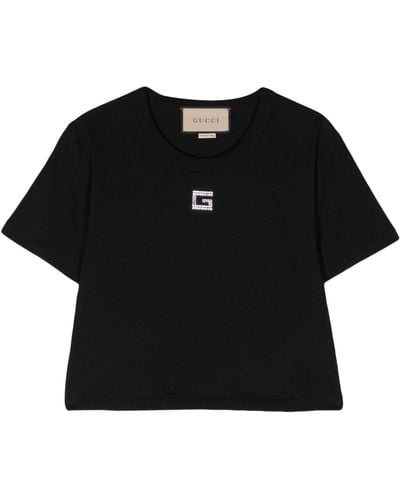 Gucci Cotton Jersey T-shirt With Crystal - Black