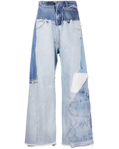 Natasha Zinko Patchwork Wide-leg Jeans - Blue
