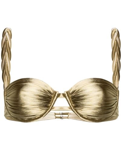 Isa Boulder Gold Balconette Metallic Bikini Top - Women's - Polyester/nylon/spandex/elastane - Natural