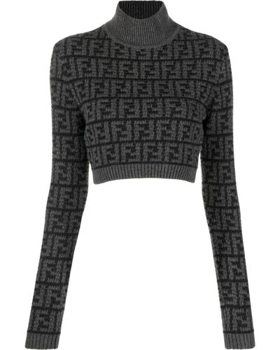 Fendi Ff Jacquard Cashmere Sweater - Black