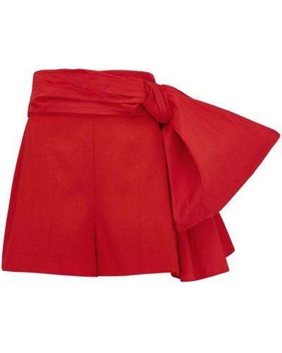 Alexander McQueen Bow-detail Wool Shorts - Red