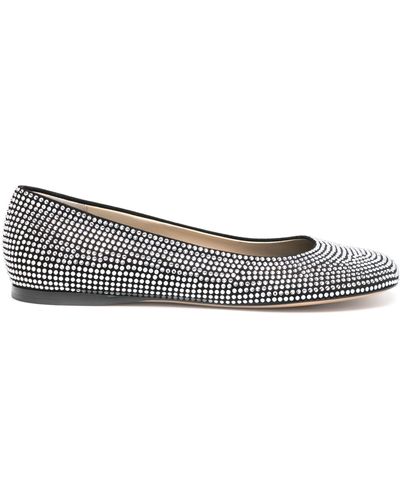 Loewe Toy Rhinestone-embellished Ballerina Shoes - Women's - Calf Leather/glass - Grey