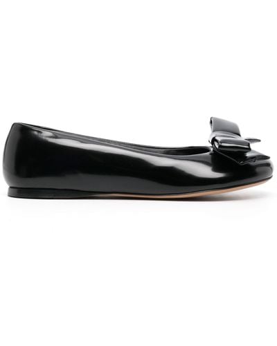 Loewe Puffy Leather Ballerina Court Shoes - Black
