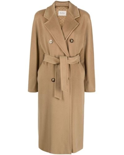 Max Mara Brown Madame Belted Coat - Women's - Virgin Wool/viscose/cashmere/metallic Fiber - Natural