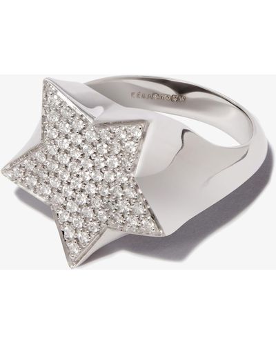 Eera Eéra - 18k White Gold Star Diamond Signet Ring - Grey