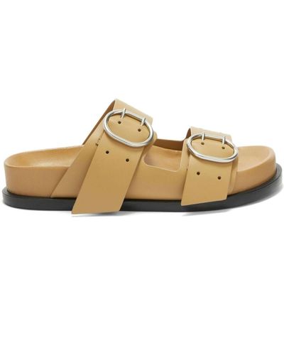 Jil Sander Buckled Leather Sandals - White