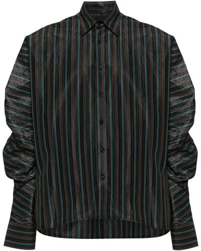 LUEDER Keanu Satin Striped Shirt - Black
