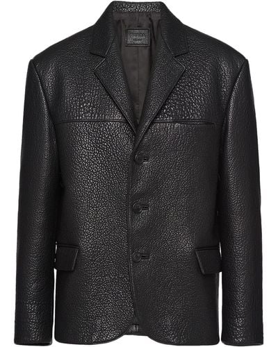 Prada Leather Single-breasted Blazer - Black