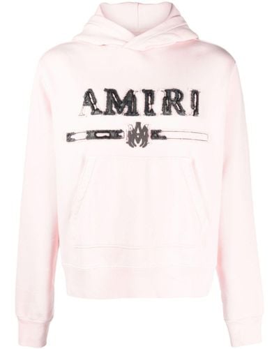 Amiri Ma Bar Appliqué Cotton Hoodie - Pink