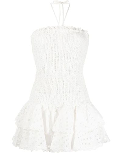 Charo Ruiz Broderie-anglais Halterneck Mini Dress - White