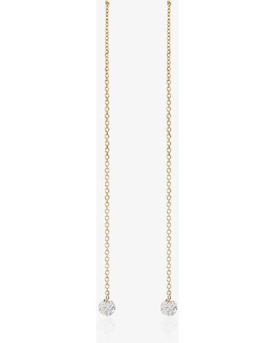 PERSÉE 18k Yellow Drop Thread Diamond Earrings - White