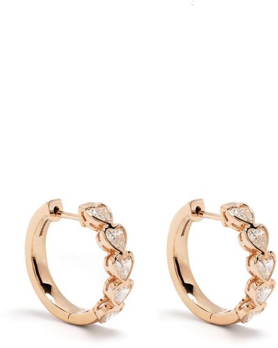 Anita Ko 18k Rose Medium Bezel Heart Diamond huggie Hoop Earrings - Metallic