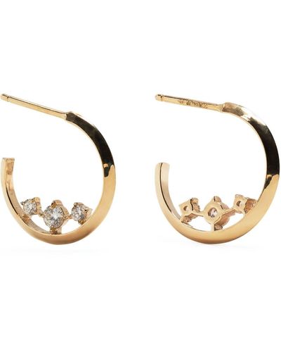 Lizzie Mandler 18k Yellow Diamond Hoop Earrings - Metallic