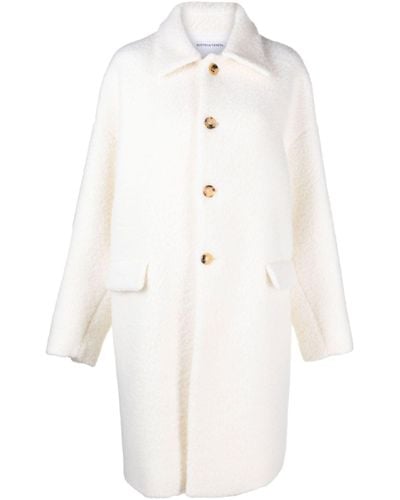 Bottega Veneta Teddy Fleece Button-front Midi Coat - Women's - Mohair/polyamide/wool/viscosecotton - White