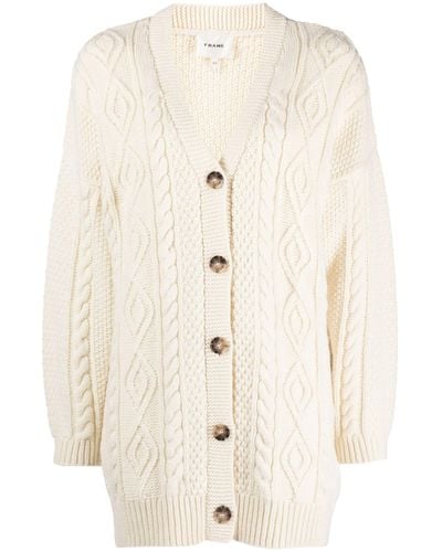 FRAME Cable-knit Wool Cardigan - Women's - Merino - Natural