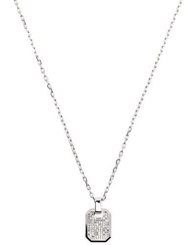 SHAY 18k White Gold Nameplate Diamond Necklace - Metallic