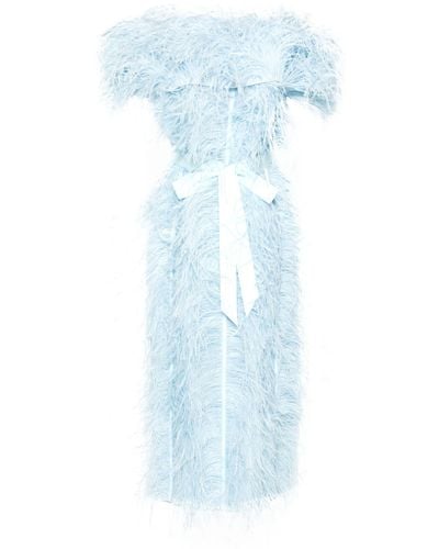 Huishan Zhang Angelina Feather-embellished Midi Dress - Blue