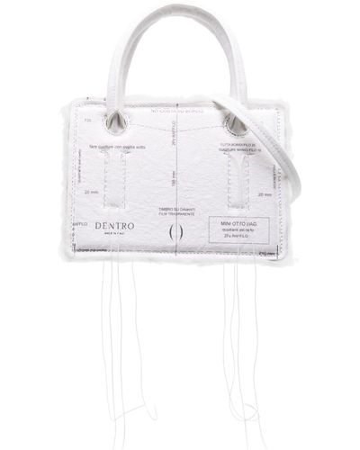 Dentro Mini Otto Paper Top Handle Bag - Women's - Calf Leather/fabric - White