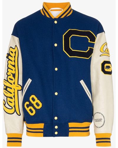 CALVIN KLEIN 205W39NYC C-patch Wool And Leather Varsity Jacket - Blue