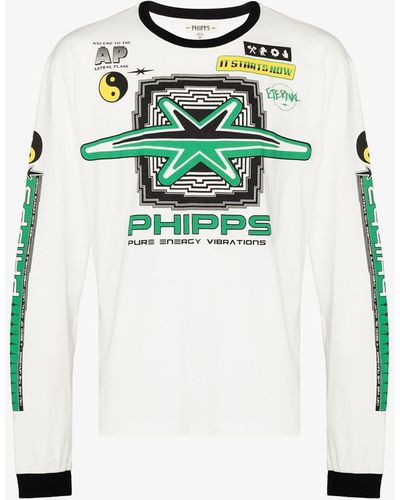 Phipps White Motocross Print Long Sleeve T-shirt