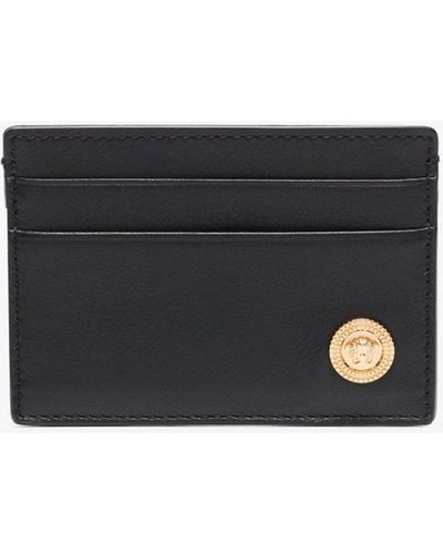 Versace La Medusa Leather Card Holder - Black