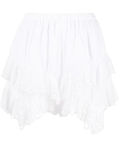 Isabel Marant Kaddy Ruffled Asymmetric Miniskirt - White