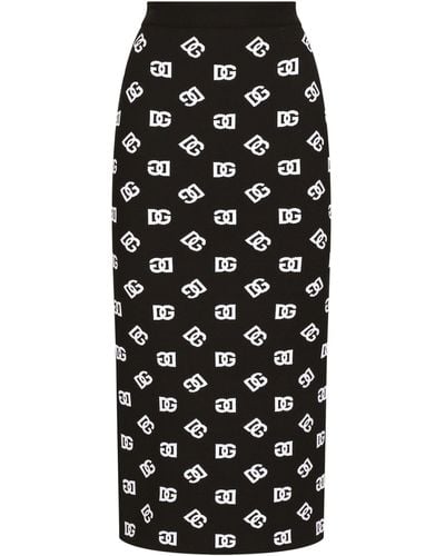 Dolce & Gabbana Knit Monogram Skirt - Black