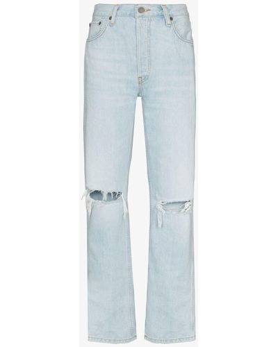 RE/DONE '90s Bleached High Waist Jeans - Women's - Cotton/polyester - Blue