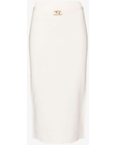 Fendi High Waist Midi Skirt - Women's - Viscose/polyester/polyamide - White