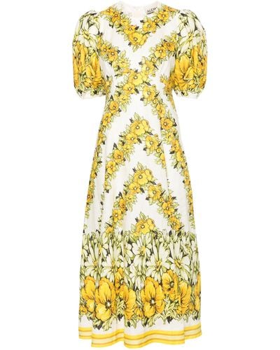 ALÉMAIS Gisela Flax Midi Dress - Yellow