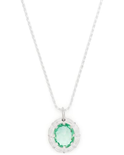 Bleue Burnham Sterling Bound Willow Sapphire Necklace - Men's - Sterling /green Sapphire - White