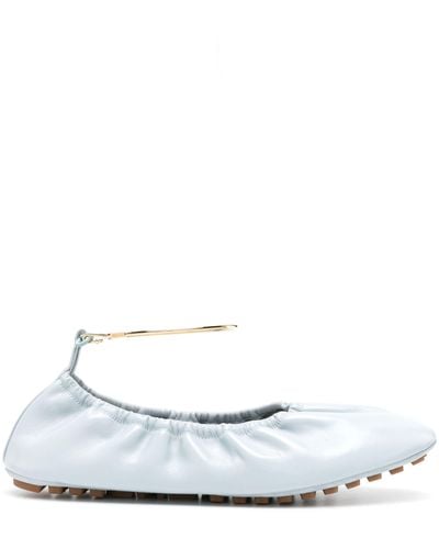 Fendi Filo Leather Ballet Court Shoes - White