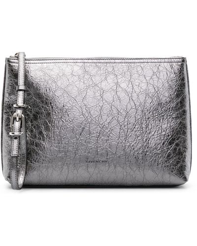 Givenchy Voyou Metallic-leather Pouch - Women's - Lambskin - Grey