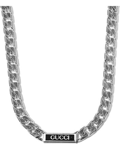 Gucci Sterling Enamel Tag Necklace - Men's - Sterling /enamel - Metallic
