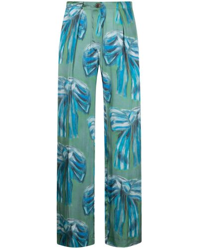 Acne Studios Bow-print Tailored Trousers - Blue