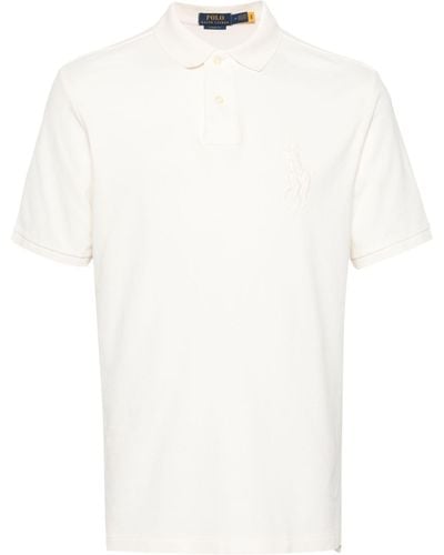Polo Ralph Lauren White Logo Embroidery Cotton Piqué Polo Shirt - Men's - Cotton