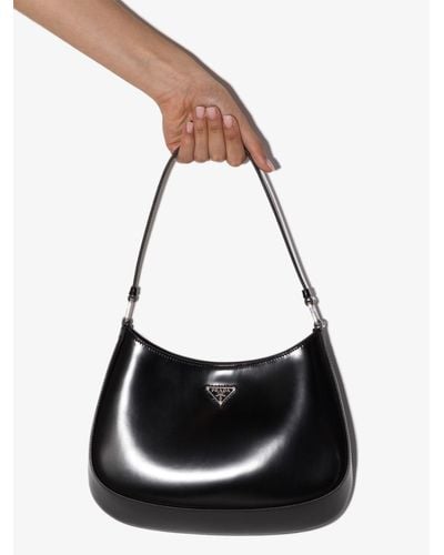Prada Cleo Leather Shoulder Bag - Black