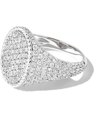 Yvonne Léon 18k White Gold Chevaliere Diamond Signet Ring
