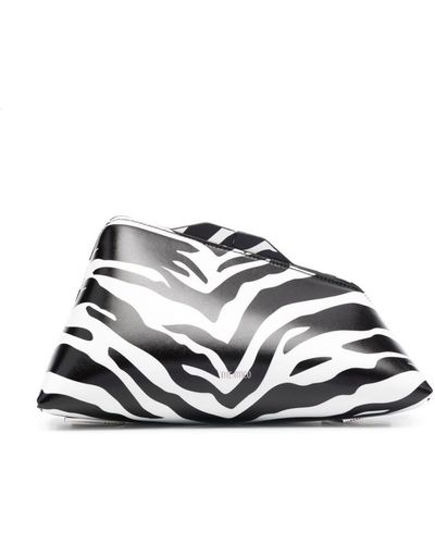 The Attico 8.30 Pm Zebra Pattern Leather Clutch Bag - White