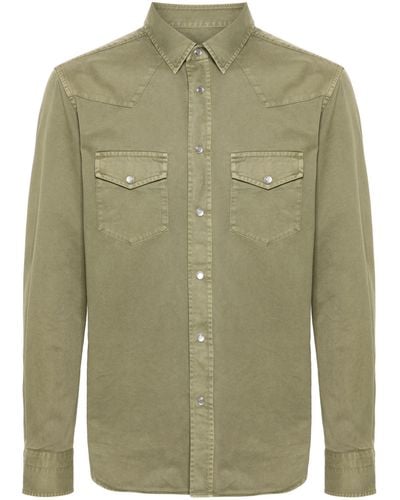 Tom Ford Long-sleeve Twill Shirt - Men's - Cotton - Green