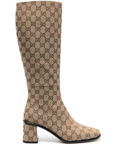 Gucci GG Supreme-canvas Knee-high Boots - Brown